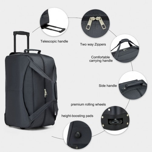 Kono Durable Folding Travel Trolley Bag with Enhanced Features and Multi Compartment - Grey