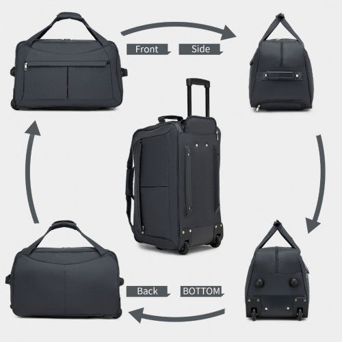 Kono Durable Folding Travel Trolley Bag with Enhanced Features and Multi Compartment - Grey