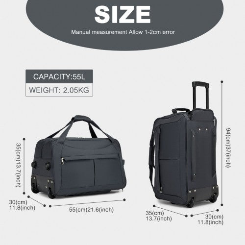 Kono Durable Folding Travel Trolley Bag with Enhanced Features and Multi Compartment - Grey