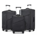 Kono 3 - Piece 20/24/28 Inch Lightweight Durable Soft Shell Suitcase Set with TSA Lock and Separate Wet/Dry Compartment - Black