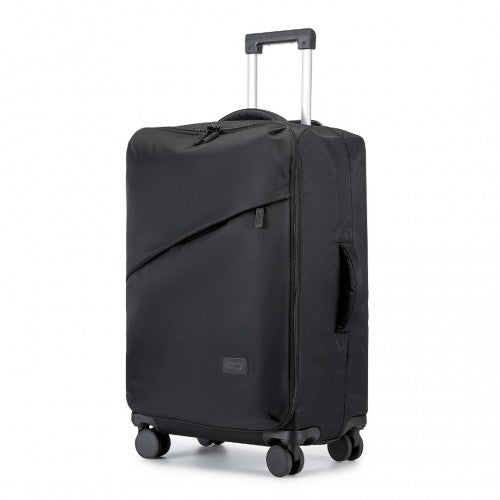 Kono 3 - Piece 20/24/28 Inch Lightweight Durable Soft Shell Suitcase Set with TSA Lock and Separate Wet/Dry Compartment - Black