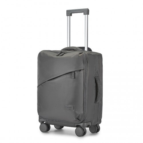 Kono 20 Inch Lightweight Soft Shell Carry On Cabin Size Suitcase with TSA Lock and Separate Wet/Dry Compartment - Grey