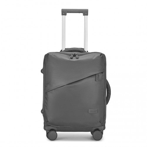 Kono 20 Inch Lightweight Soft Shell Carry On Cabin Size Suitcase with TSA Lock and Separate Wet/Dry Compartment - Grey
