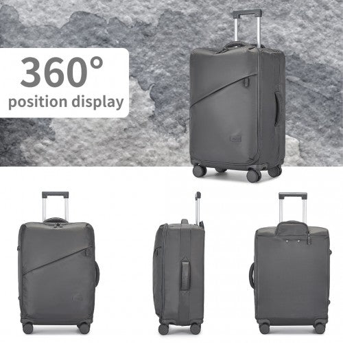 Kono 20 Inch Lightweight Soft Shell Carry On Cabin Size Suitcase with TSA Lock and Separate Wet/Dry Compartment - Grey