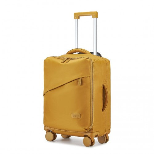 Kono 20 Inch Lightweight Soft Shell Carry On Cabin Size Suitcase with TSA Lock and Separate Wet/Dry Compartment - Yellow