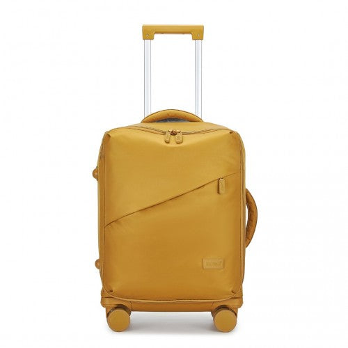 Kono 20 Inch Lightweight Soft Shell Carry On Cabin Size Suitcase with TSA Lock and Separate Wet/Dry Compartment - Yellow