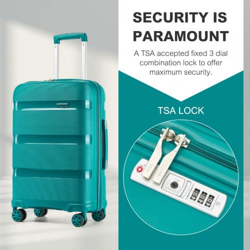 Kono 24 - Inch PP Hardshell Suitcase - Durable Checked Luggage with TSA Lock & 360° Spinner Silent Wheels - Blue and Green