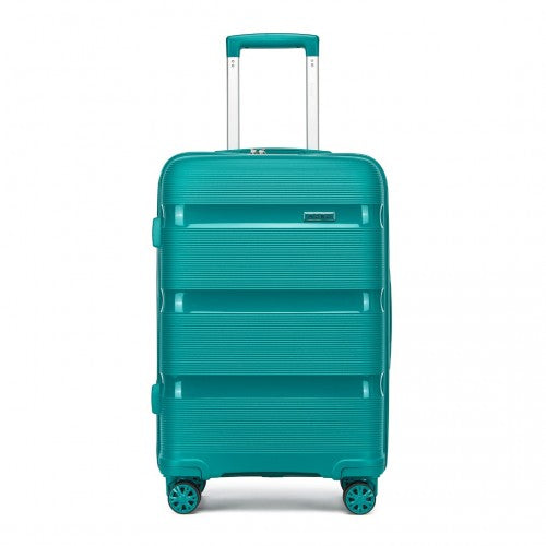 Kono 24 - Inch PP Hardshell Suitcase - Durable Checked Luggage with TSA Lock & 360° Spinner Silent Wheels - Blue and Green