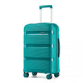 Kono 24 - Inch PP Hardshell Suitcase - Durable Checked Luggage with TSA Lock & 360° Spinner Silent Wheels - Blue and Green