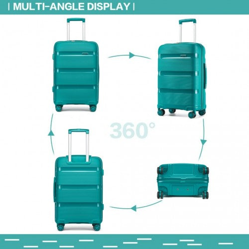 Kono 24 - Inch PP Hardshell Suitcase - Durable Checked Luggage with TSA Lock & 360° Spinner Silent Wheels - Blue and Green