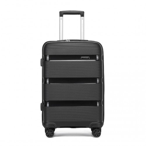 Kono 24 - Inch PP Hardshell Suitcase - Durable Checked Luggage with TSA Lock & 360° Spinner Silent Wheels - Black