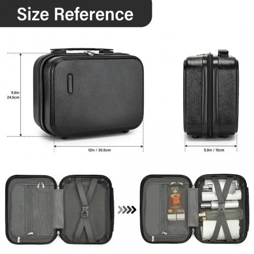 Kono 12 inch Hard Shell Cosmetic Case - Durable Travel Makeup Organizer with YKK Zipper - Black