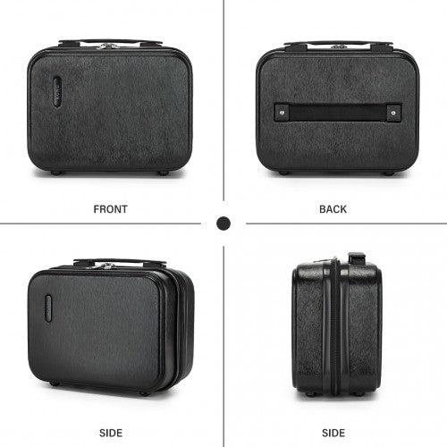 Kono 12 inch Hard Shell Cosmetic Case - Durable Travel Makeup Organizer with YKK Zipper - Black