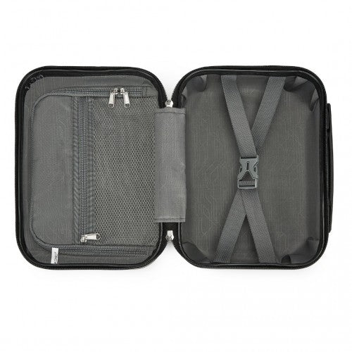 Kono 12 inch Hard Shell Cosmetic Case - Durable Travel Makeup Organizer with YKK Zipper - Black