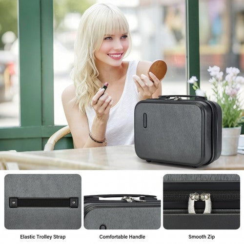 Kono 12 inch Hard Shell Cosmetic Case - Durable Travel Makeup Organizer with YKK Zipper - Grey