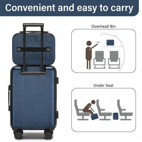 Kono 12 inch Hard Shell Cosmetic Case - Durable Travel Makeup Organizer with YKK Zipper - Navy