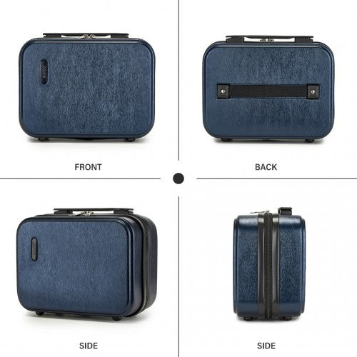 Kono 12 inch Hard Shell Cosmetic Case - Durable Travel Makeup Organizer with YKK Zipper - Navy