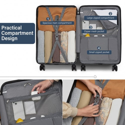 Kono Durable 24 Inch ABS+PC Hardshell Suitcase with TSA Lock Lightweight Travel Luggage with 360° Spinner Wheels - Navy