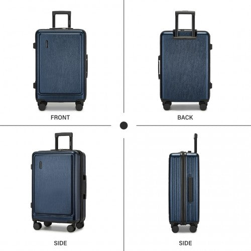 Kono Durable 24 Inch ABS+PC Hardshell Suitcase with TSA Lock Lightweight Travel Luggage with 360° Spinner Wheels - Navy