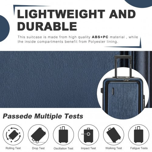 Kono Durable 24 Inch ABS+PC Hardshell Suitcase with TSA Lock Lightweight Travel Luggage with 360° Spinner Wheels - Navy