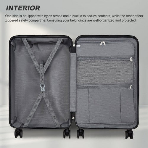 Kono Durable 24 Inch ABS+PC Hardshell Suitcase with TSA Lock Lightweight Travel Luggage with 360° Spinner Wheels - Navy