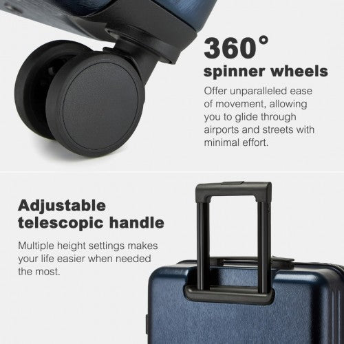 Kono Durable 24 Inch ABS+PC Hardshell Suitcase with TSA Lock Lightweight Travel Luggage with 360° Spinner Wheels - Navy