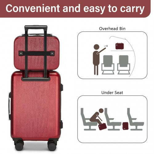 Kono 12 inch Hard Shell Cosmetic Case - Durable Travel Makeup Organizer with YKK Zipper - Burgundy