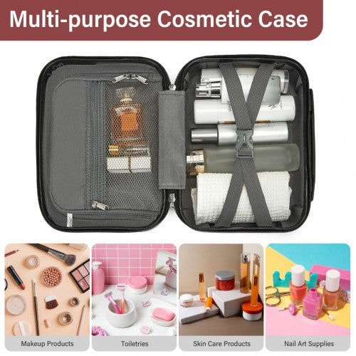 Kono 12 inch Hard Shell Cosmetic Case - Durable Travel Makeup Organizer with YKK Zipper - Burgundy