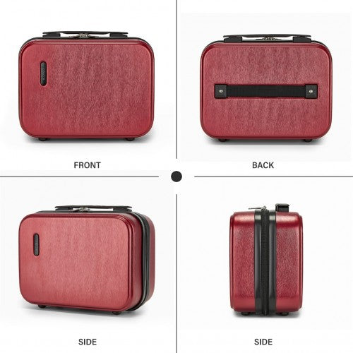 Kono 12 inch Hard Shell Cosmetic Case - Durable Travel Makeup Organizer with YKK Zipper - Burgundy