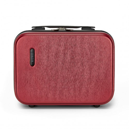 Kono 12 inch Hard Shell Cosmetic Case - Durable Travel Makeup Organizer with YKK Zipper - Burgundy