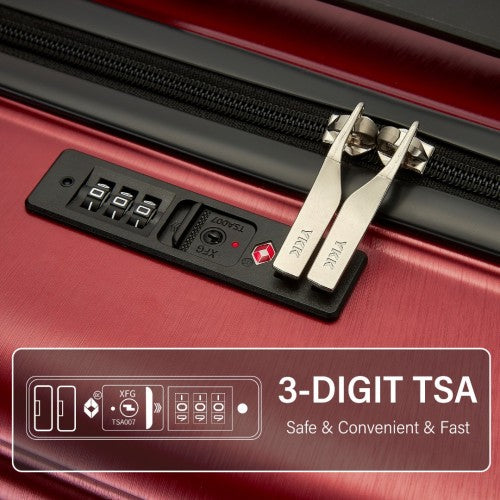 Kono Durable 28 Inch ABS+PC Hardshell Suitcase with TSA Lock Lightweight Travel Luggage with 360° Spinner Wheels - Burgundy