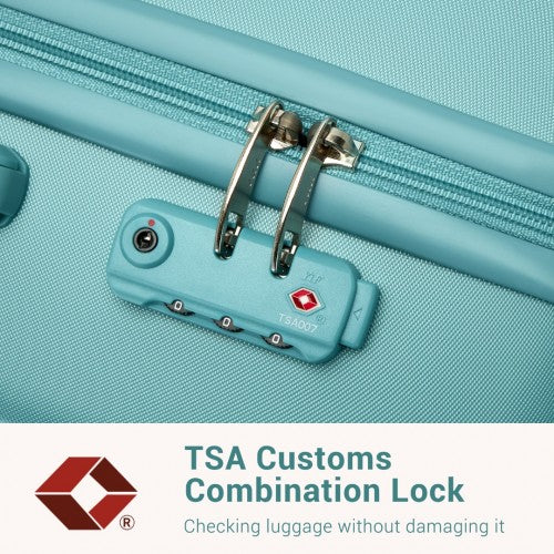 Kono 24 Inch Minimalist Hard Shell ABS+PC Check - In Suitcase with TSA Lock 360° Spinner Wheels - Blue