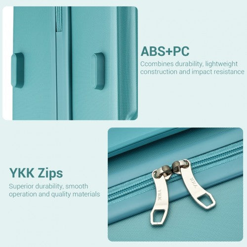 Kono 24 Inch Minimalist Hard Shell ABS+PC Check - In Suitcase with TSA Lock 360° Spinner Wheels - Blue