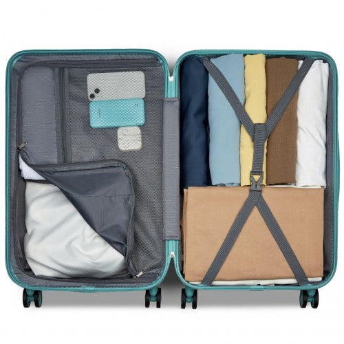 Kono 24 Inch Minimalist Hard Shell ABS+PC Check - In Suitcase with TSA Lock 360° Spinner Wheels - Blue