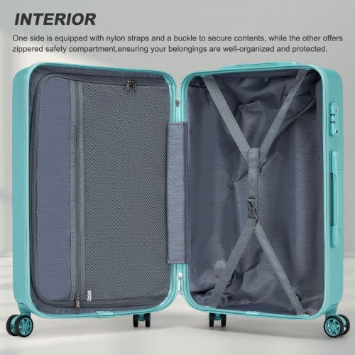 Kono 24 Inch Minimalist Hard Shell ABS+PC Check - In Suitcase with TSA Lock 360° Spinner Wheels - Blue
