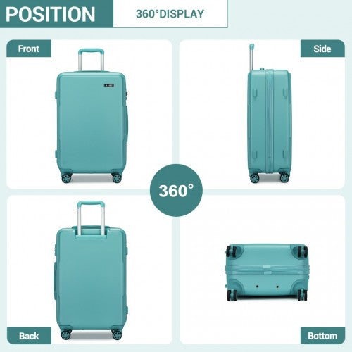 Kono 24 Inch Minimalist Hard Shell ABS+PC Check - In Suitcase with TSA Lock 360° Spinner Wheels - Blue