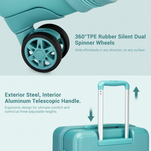 Kono 24 Inch Minimalist Hard Shell ABS+PC Check - In Suitcase with TSA Lock 360° Spinner Wheels - Blue
