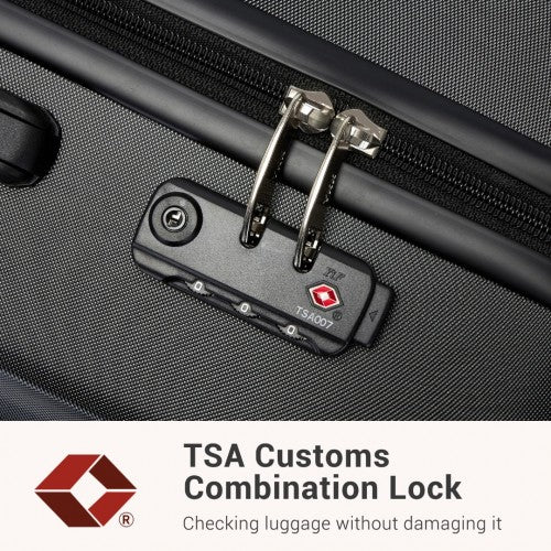 Kono 24 Inch Minimalist Hard Shell ABS+PC Check - In Suitcase with TSA Lock 360° Spinner Wheels - Black