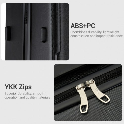Kono 24 Inch Minimalist Hard Shell ABS+PC Check - In Suitcase with TSA Lock 360° Spinner Wheels - Black