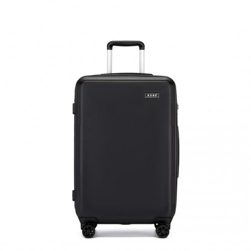 Kono 24 Inch Minimalist Hard Shell ABS+PC Check - In Suitcase with TSA Lock 360° Spinner Wheels - Black