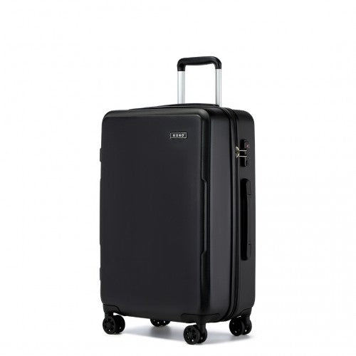 Kono 24 Inch Minimalist Hard Shell ABS+PC Check - In Suitcase with TSA Lock 360° Spinner Wheels - Black