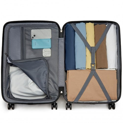 Kono 24 Inch Minimalist Hard Shell ABS+PC Check - In Suitcase with TSA Lock 360° Spinner Wheels - Black
