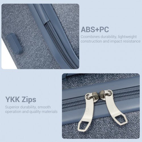 Kono 20 Inch Cabin Size Minimalist Hard Shell ABS+PC Carry - On Suitcase with TSA Lock 360° Spinner Wheels - Denim Blue