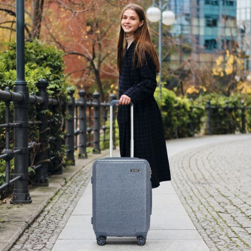 Kono 20 Inch Cabin Size Minimalist Hard Shell ABS+PC Carry - On Suitcase with TSA Lock 360° Spinner Wheels - Denim Blue