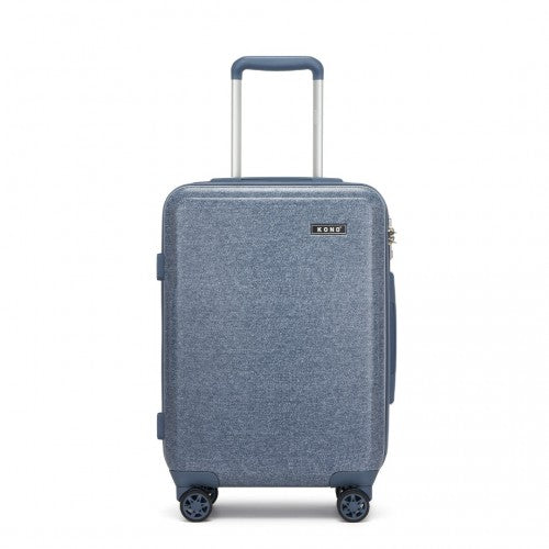 Kono 20 Inch Cabin Size Minimalist Hard Shell ABS+PC Carry - On Suitcase with TSA Lock 360° Spinner Wheels - Denim Blue