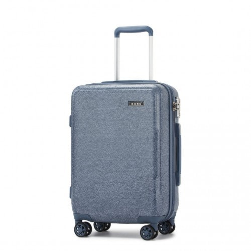 Kono 20 Inch Cabin Size Minimalist Hard Shell ABS+PC Carry - On Suitcase with TSA Lock 360° Spinner Wheels - Denim Blue