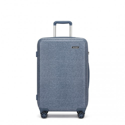 Kono 24 Inch Minimalist Hard Shell ABS+PC Check - In Suitcase with TSA Lock 360° Spinner Wheels - Denim Blue