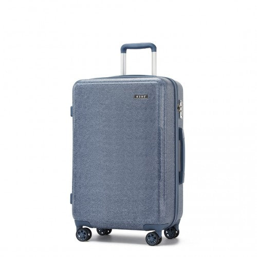 Kono 24 Inch Minimalist Hard Shell ABS+PC Check - In Suitcase with TSA Lock 360° Spinner Wheels - Denim Blue