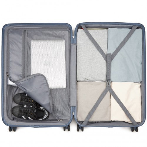 Kono 28 Inch Minimalist Hard Shell ABS+PC Check - In Suitcase with TSA Lock 360° Spinner Wheels - Denim Blue