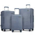 Kono 3 - Piece Minimalist Hard Shell ABS+PC Luggage Set with TSA Lock and 360° Spinner Wheels - Denim Blue